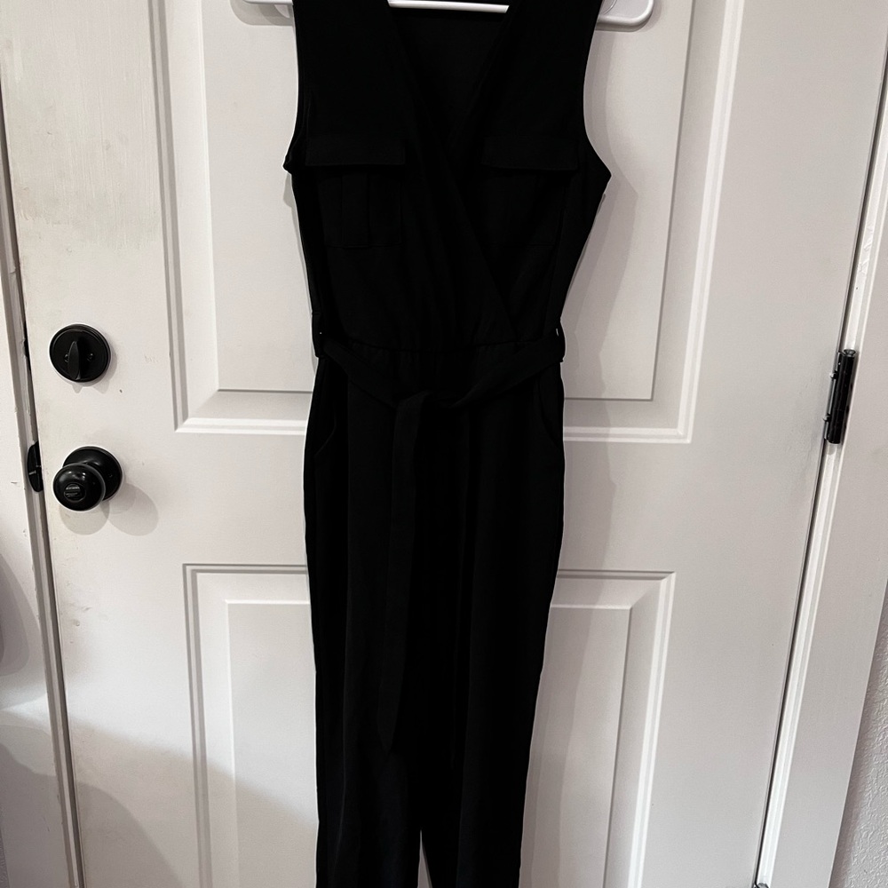 Black Sleeveless Jumpsuit with Defined Waist